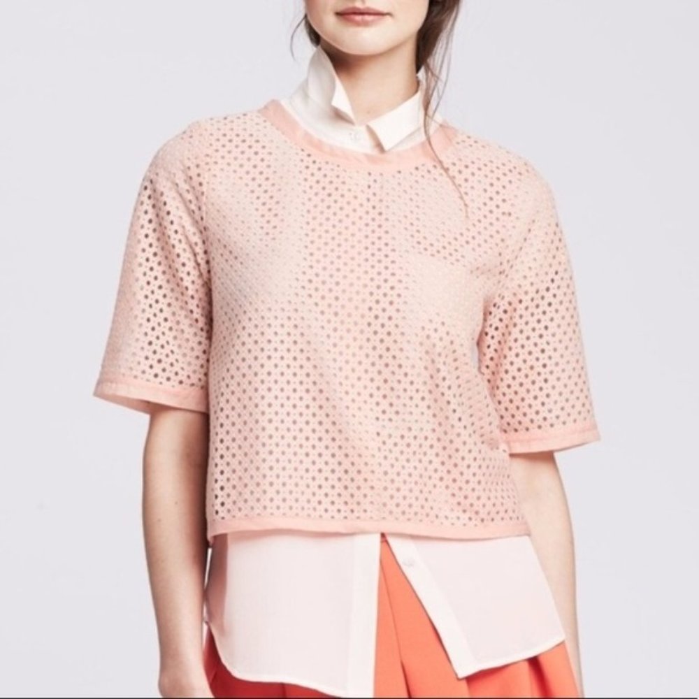 Blush pink eyelet crop top, BANANA REPUBLIC, sz SM